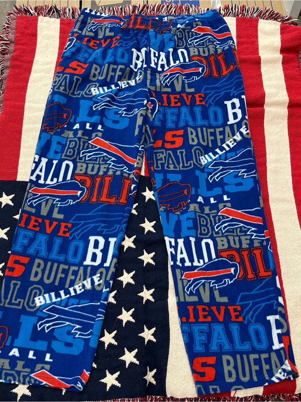 Buffalo Bills Blue Graphic Fleece Pajama Pants Size Large
